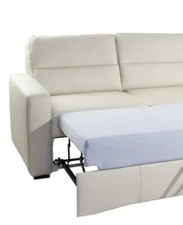 Sedacie súpravy PYKA Modern P kožená rohová sedačka s rozkladom smotanová (G105)