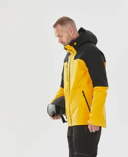 bundy a vesty Pánska lyžiarska bunda 500 Sport žlto-čierna