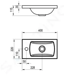 Kúpeľňa RAVAK - Classic II Umývadielko 400x220 mm, bez prepadu, otvor na batériu, biela XJX01140004