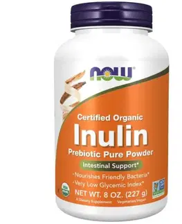 Probiotiká a tráviace enzýmy NOW Foods BIO Inulín prebiotická vláknina 227 g