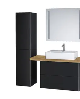 Kúpeľňa MEREO - Siena, kúpeľňová doska na skrinku, dub masív, 80 cm, L/P, asymetrická, s výrezom na skrinku 60 cm CN481DA