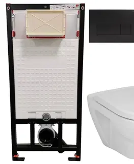 Záchody DEANTE Podstavný rám, pre závesné WC misy + SLIM tlačidlo černé + WC JIKA LYRA PLUS + SEDADLO duraplastu SLOWCLOSE CST_WC01 N51P LY5