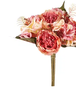 Kvety Pivonky v pugete, staroružová, 20 x 26 cm