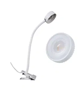 Stolové lampy s klipom Lindby Svietidlo Jyla, biele, GX53, 2700K, flexibilné rameno 