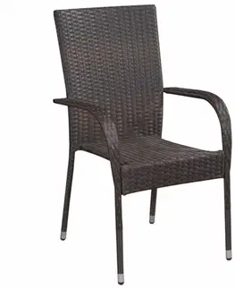 Záhradné kreslá a stoličky Záhradná stohovateľné stoličky 2 ks polyratan Čierna