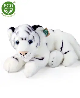Plyšové hračky RAPPA - Plyšový tiger biely ležiaci 36 cm ECO-FRIENDLY