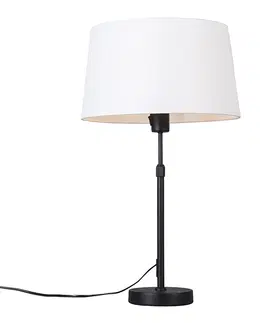 Stolove lampy Stolová lampa čierna s tienidlom biela 35 cm nastaviteľná - Parte