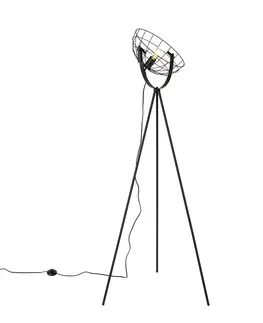 Stojace lampy Industriálna stojanová lampa na statív čierna 35 cm nastaviteľná - Hanze