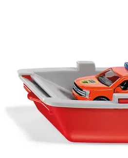 Hračky - dopravné stroje a traktory SIKU - Super - čln prevážajúci hasičské auto 1:50