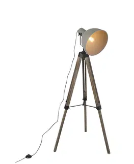 Stojace lampy Inteligentná priemyselná stojaca lampa na drevo so sivou farbou vrátane WiFi A60 - Laos