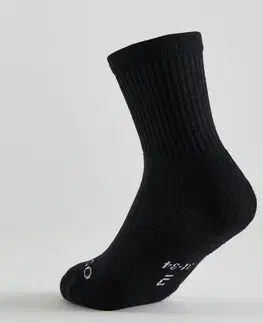 bedminton Detské tenisové ponožky RS100 vysoké 3 páry čierne