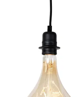 Zavesne lampy Závesná lampa čierna 2-svetlá vrátane LED zlatej stmievateľnej - Cava Luxe