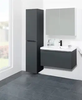 Kúpeľňový nábytok MEREO - Mailo, kúpeľňová skrinka s keramickým umývadlom 101 cm, antracit, chróm madlo CN537