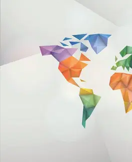 Tapety mapy Tapeta farebná mapa sveta v štýle origami