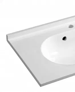 Kúpeľňa SAPHO - PULSE liaty mramor umývadlo 75x45cm, ľavé, biele BM752