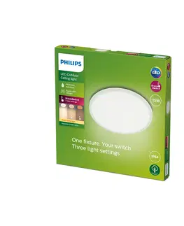 Vonkajšie stropné svietidlá Philips Philips SuperSlim LED IP54 Ø 25 cm 2 700 K biela