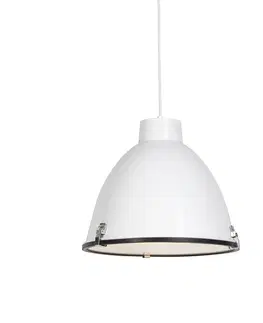 Zavesne lampy Priemyselná závesná lampa biela 38 cm stmievateľná - Anteros