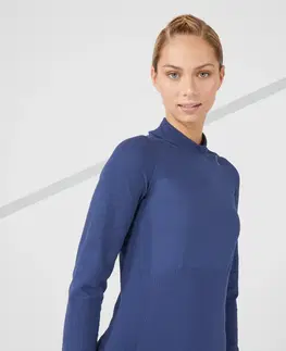 mikiny Dámske bežecké tričko Kiprun Skincare s dlhým rukávom bezšvové modré