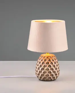 Lampy na nočný stolík Reality Leuchten Stolová lampa Ariane z keramiky a zamatu, béžová