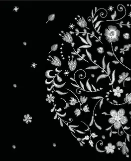 Čiernobiele tapety Tapeta kvety s ľudovým motívom