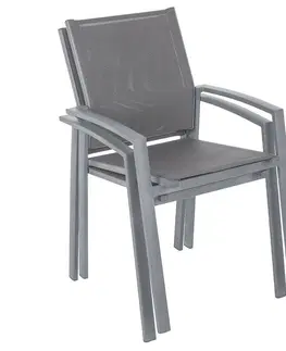 Záhradné stoličky a kreslá DEOKORK Hliníkové kreslo s textíliou BERGAMO (sivá)