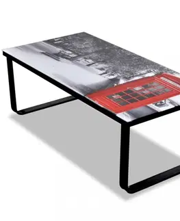 Sklenené Konferenčný stolík s potlačou kov / sklo Dekorhome Mesto