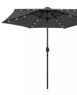 Slnečníky Záhradný slnečník s LED svetlami Ø 270 cm Dekorhome Čierna