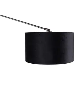 Nastenne lampy Nástenná lampa čierna s velúrovým tienidlom čierna 35 cm nastaviteľná - Blitz