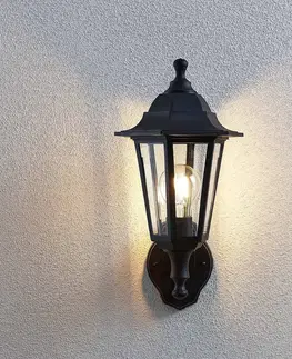 Vonkajšie nástenné svietidlá Lindby Vonkajšie nástenné svetlo Nane tvar lucerny snímač