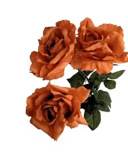 Kvety Umelá kvetina Ruža medená, 74 cm, 3 ks