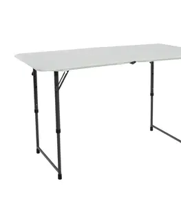 Záhradné stoly Skladací stôl 122 cm biela / čierna Dekorhome