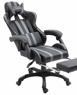 Kancelárske stoličky Herné kreslo s podnožkou umelá koža Dekorhome Vínová