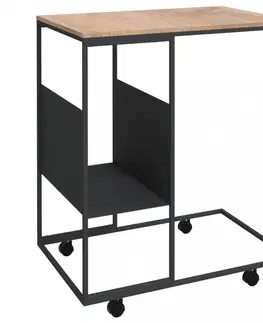 Konferenčné stolíky Príručný stolík s kolieskami Dekorhome Biela / hnedá