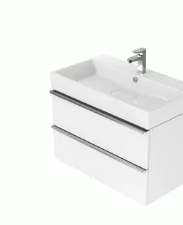 Kúpeľňa CERSANIT - Umývadlo skrinka VIRGO 80 biela s čiernymi úchytmi S522-025
