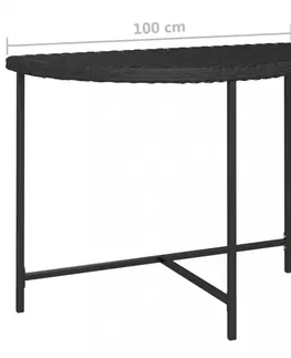 Záhradné stoly Záhradný stôl polyratan 100 cm Dekorhome Čierna