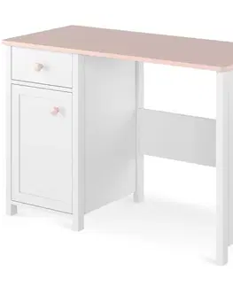 Sektorový nábytok Písací stôl 1D1S Luna LN-03 biely/ružové