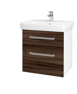 Kúpeľňový nábytok Dreja - Kúpeľňová skrinka Q MAX SZZ2 60 - N01 Biela lesk / Úchytka T01 / D06 Orech 60230A