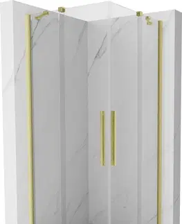 Sprchovacie kúty MEXEN/S - Velar Duo štvorcový sprchovací kút 100 x 100, transparent, zlatá kartáčovaná 871-100-100-02-55
