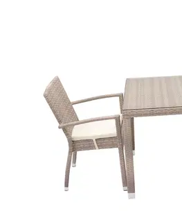 Stolčeky DEOKORK Záhradný ratanový stôl NAPOLI 80x80 cm (sivo-béžová)