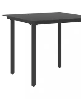 Záhradné stoly Záhradný jedálenský stôl čierna / sklo Dekorhome 80x80x74 cm