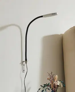 Nástenné svietidlá Lindby LED lampa na čítanie Lindby Flexola, nikel, okrúhla hlavica