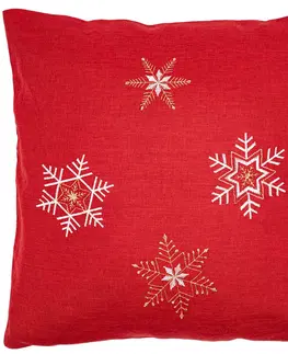 Obliečky Forbyt Vánoční povlak na polštářek Vločky CY5998-2M červená, 40 x 40 cm