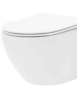 Záchody REA - Závesná WC misa vrátane sedátka Rimless Carlo Flat Mini biela REA-C2760