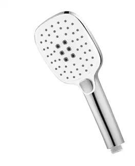Kúpeľňové batérie MEREO MEREO - Sprchový set s tyčou, hadicou, ručnou a tanier. hranatou sprchou, biela CB95001SW2