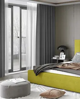 Postele NABBI Ante UP 140 čalúnená manželská posteľ s roštom žltá