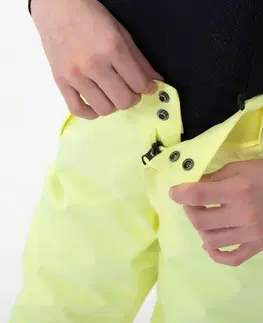 nohavice Detské lyžiarske nohavice 500 PNF s trakmi nepremokavé žlté