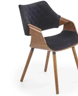 Čalúnené stoličky Stolička K396 drevo/velvet orech/čierna 56x55x77