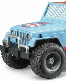 Hračky - dopravné stroje a traktory BRUDER - 02541 Jeep WRANGLER Cross Country modrý s figúrkou jazdca