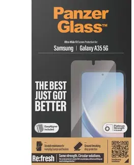 Tvrdené sklá pre mobilné telefóny Ochranné sklo PanzerGlass Re:fresh UWF s aplikátorom pre Samsung Galaxy A35 5G, čierne 7357