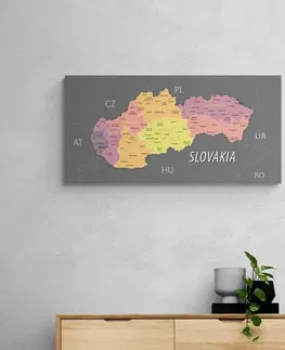 Obrazy mapy Obraz pastelová mapa Slovenska